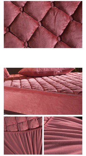 Crystal Velvet Quilted Mattress Cover Bed Fitted Sheet Not Including Pillowcase - Picture 5 of 31