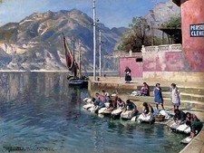 embankment sea boat by Peder Monsted Tile Mural Kitchen Wall Backsplash Ceramic