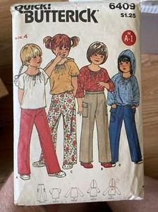 Quick! BUTTERICK 6409 Sewing Pattern Kids Girls Size 4 CUT Childrens Top Pants