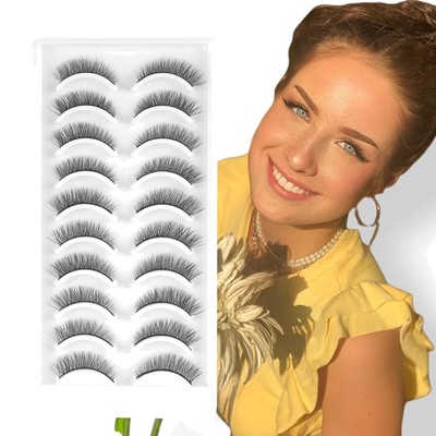 Wimpern, Kunstwimpern, Cat Eye - 10 Paar kurze, 3D Fake Lashes für natürliche...