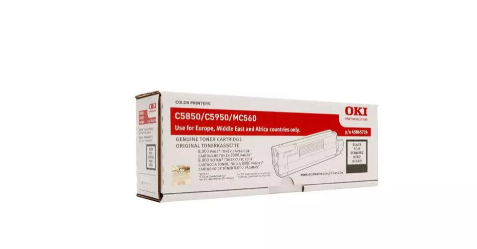Toner noir d'origine OKI 43865724 haute régularité pour imprimante C5950