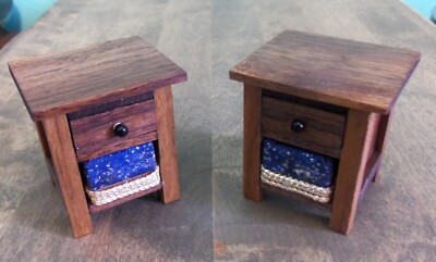 Dollhouse Miniature 1:12 Scale 2 (Exotic Walnut) Night Stands/End Tables  #5250