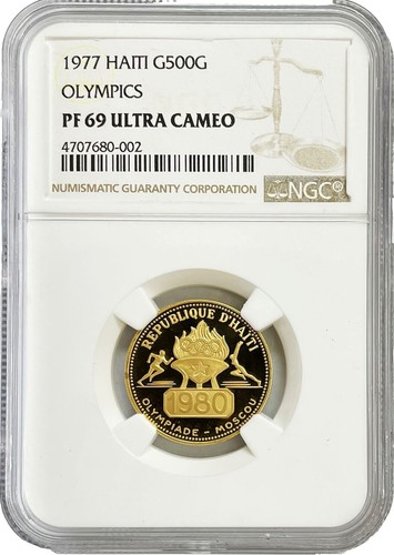 PF70 UCAM 1977 FM Guyana $100 Gold El Dorado Golden Man NGC *0115