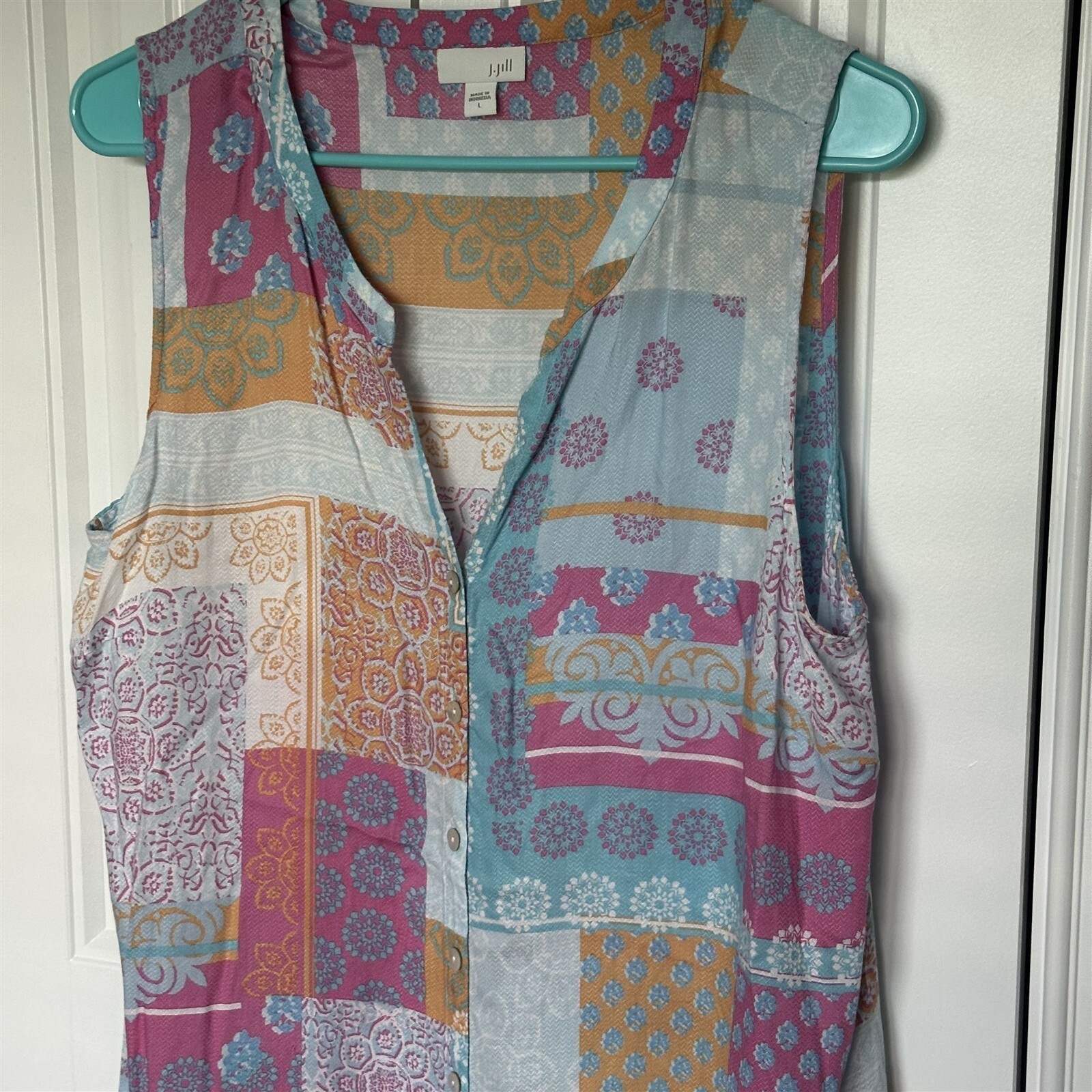 J. Jill patchwork sleeveless button down collarle… - image 2