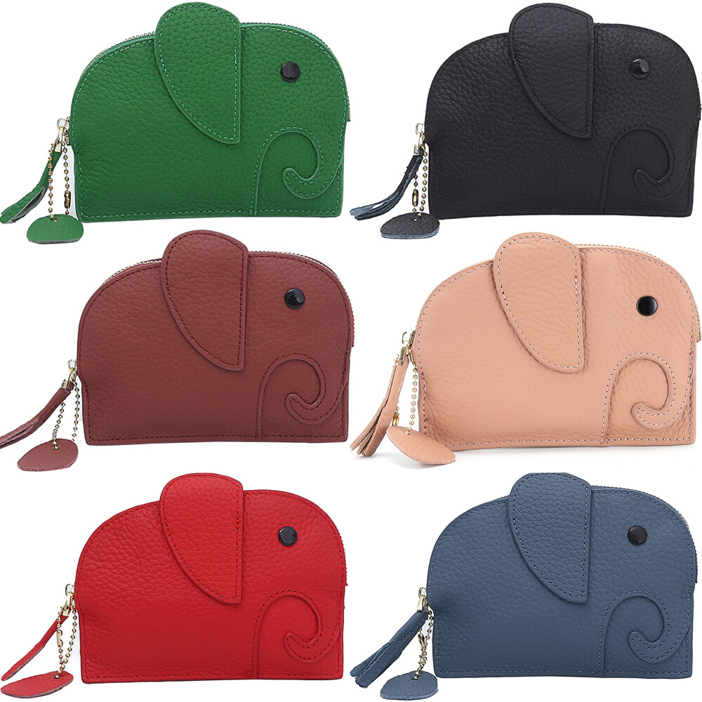 Mini Elephant Leather Coin Purse – Women's Keyring Wallet Gift  