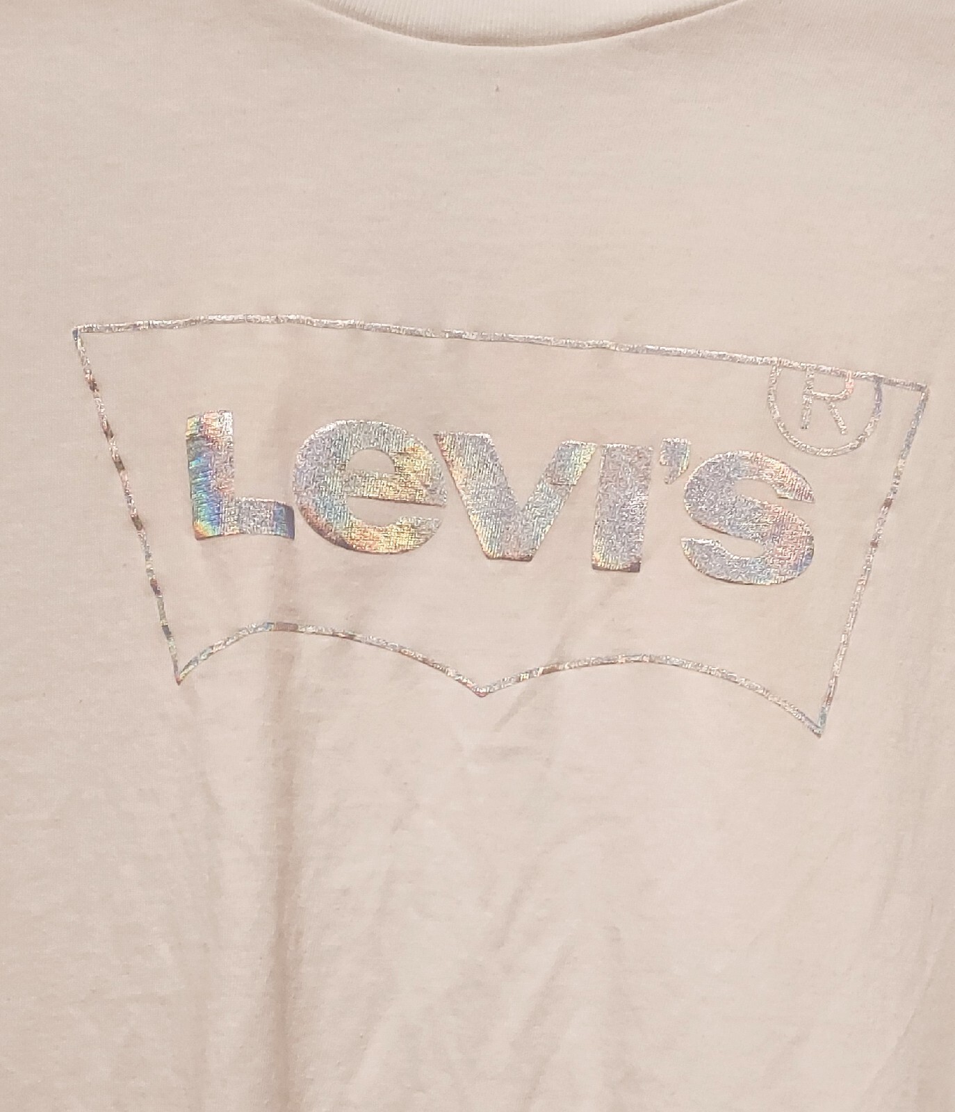 Levi's Basic Batwing White Tee Silver Logo Size L - image 2
