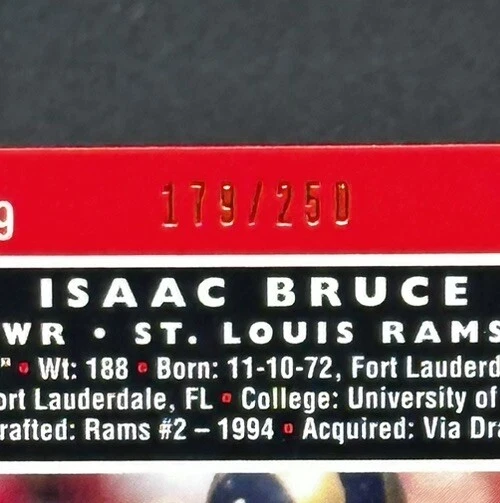 2007 Bowman Chrome Isaac Bruce #'d /250 Xfractor St Louis Rams Football #BC159 - Image 2 of 3