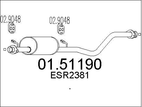 Silencieux intermédiaire Land Rover Defender 2.5 Tdi acier anti corrosion