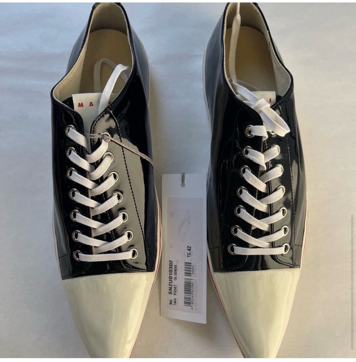 スニーカー MARNI Dot print leather low top sneakers Authentic Marni PATENT LEATHER GOOEY LOW-TOP SNEAKER Size 42
