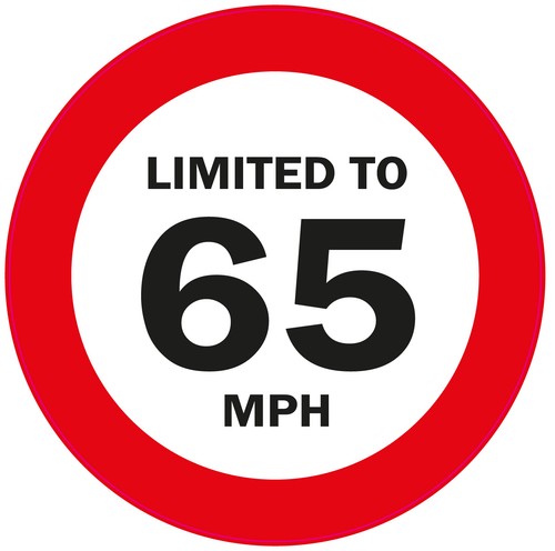 LIMITED TO 65MPH Vehicle speed restriction sticker VAN WAGON 120 x 120mm - Picture 3 of 4