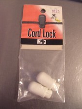White Plastic Cord Lock Stopper Toggle w/ Spr...