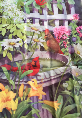Evergreen Large flower birds Banner multiple colors water proof  43'' x 28''  New