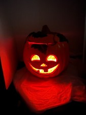 Vtg RARE Ceramic  Electric Pumpkin, Jack-o'-lantern. Halloween LARGE Size