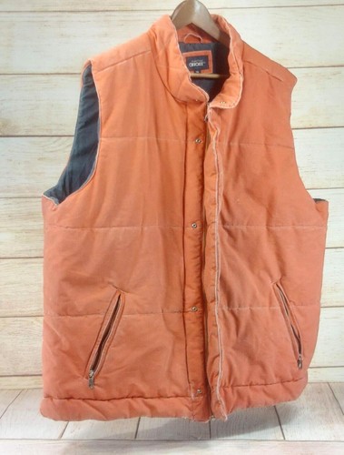Cherokee Men Warm Puffer Vest Coat Sleeveless Jacket Overcoat VTG 2XL Orange - Picture 2 of 17