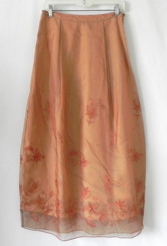 Pang Chi Mandarin 2pc Silk Half Sleeve Duster/Maxi Skirt Embroidery Trim Size 6 - Picture 6 of 12