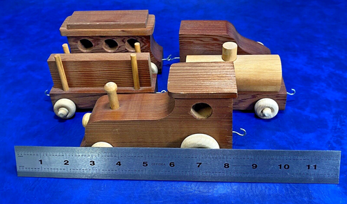 Handcrafted Homemade 5 Piece Wooden Model Train Minimalistic Simple OOAK - Picture 2 of 24