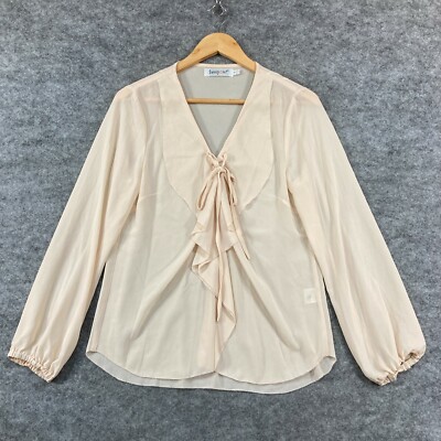 Sunny Girl Womens Top Size 10 Peach Pink Long Sleeve Sheer