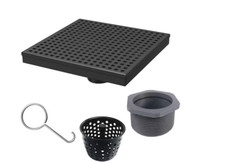RELN Shower Drain 8" x 8" Stainless Steel Slotted Black w/ Linear Cover