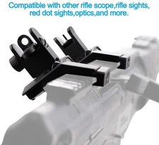 US! Metal Flip Up Front & Rear 45 Degree Offset Adjustable Iron Sights Set Pair