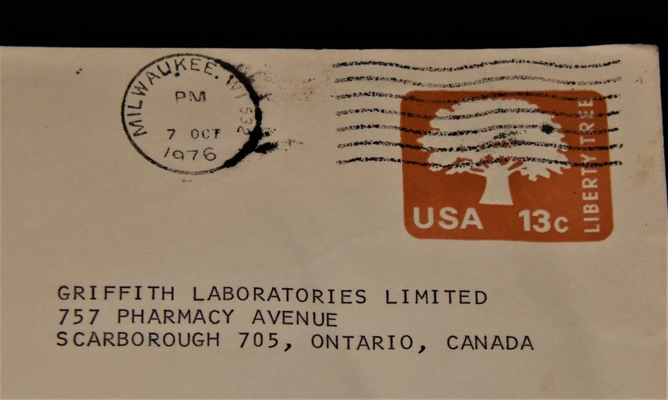 Vintage Envelope,MILWAUKEE,WI,1976,Stamped Envelope, Liberty Tree,To Scarborough - Image 2 of 4