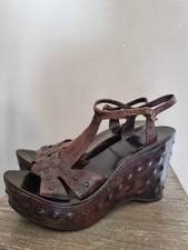 UST COLLECTION: SCHUHE SANDALEN PLATEAU ESPRIT GENAGELTER HUF LEDER BRAUN