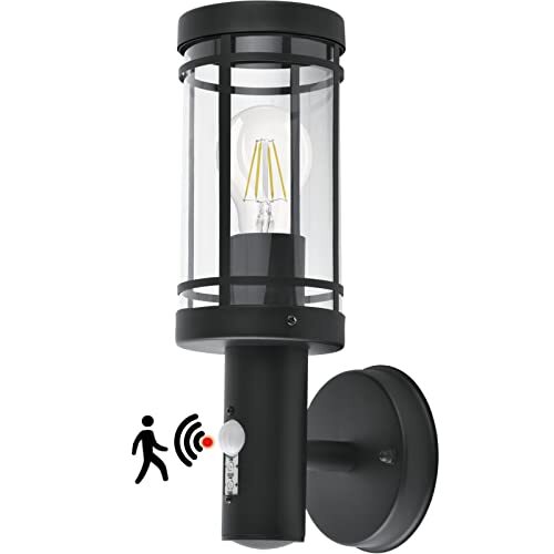 Illuminazione Giardino Sensore Movimento Nero Inox - Casa Sicura