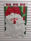 Ho Ho Ho Santa Embroidered Christmas Double Sided Garden Flag 30x47 Yard Banner