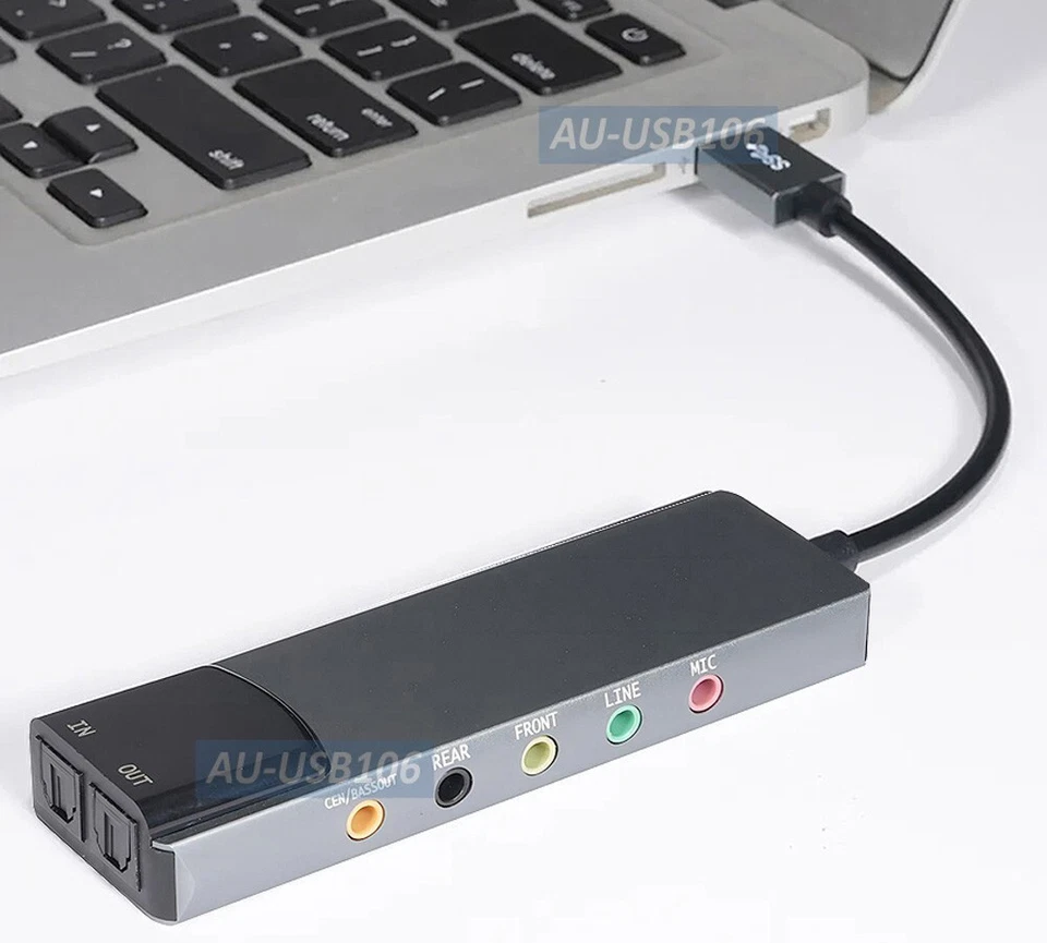 USB 5.1 Channel Surround Sound Adapter With Volume Control Optical Audio Input - Image 4 of 4