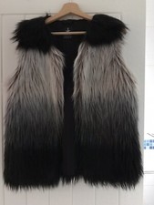Faux Fur Ladies Black, Grey, Purple Ombré Gilet Pre Worn Size 12 Primark