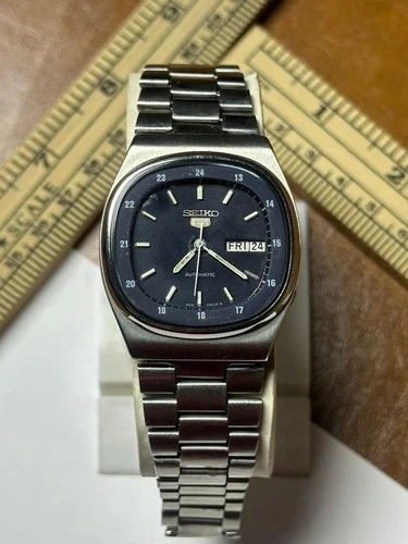 Vintage Seiko 5 Automatic Railroad Time Men’s Watch 6309-510A Blue Dial JDM 1980