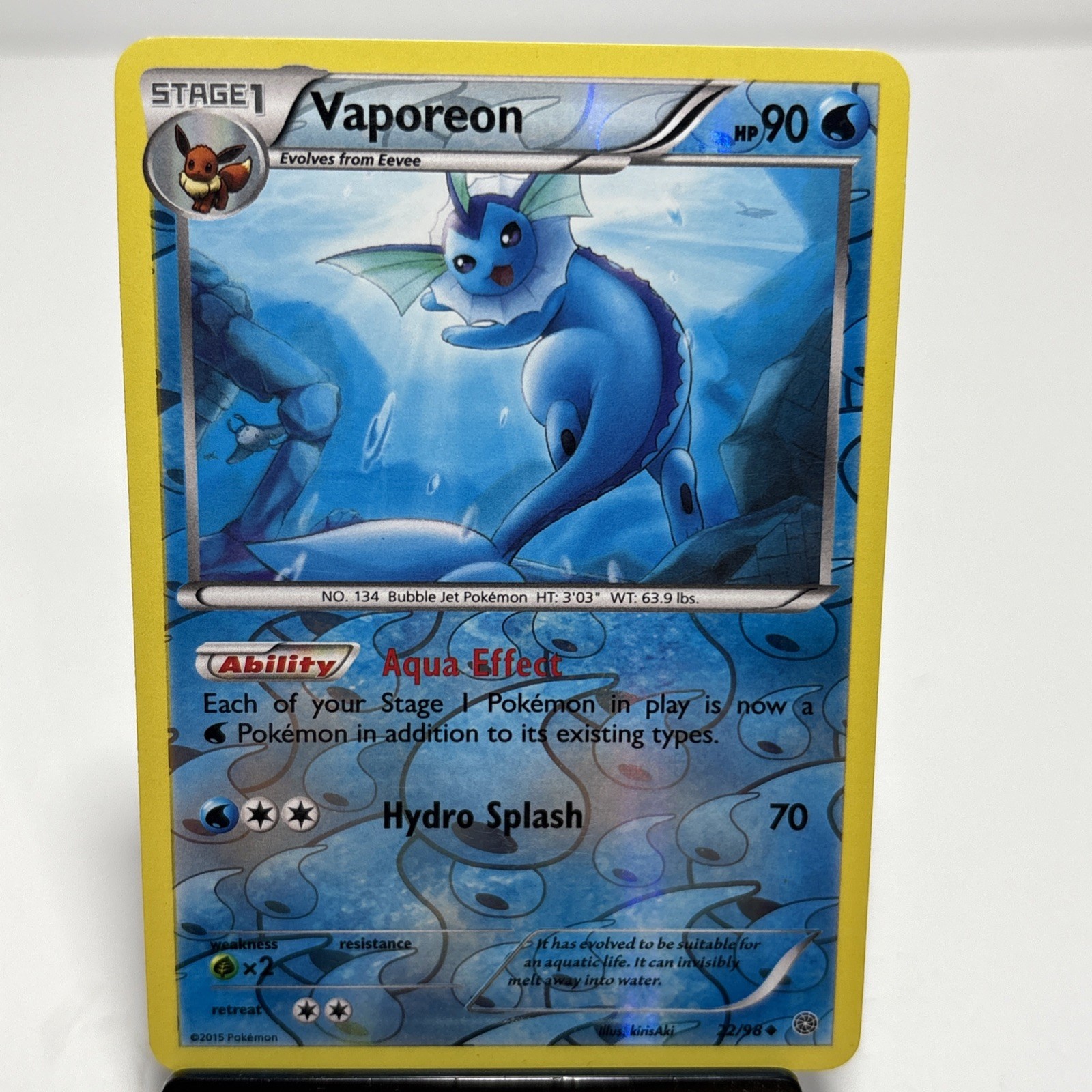 Vaporeon 22/98 Uncommon Reverse Holo XY - Ancient Origins Pokémon Card-NM-