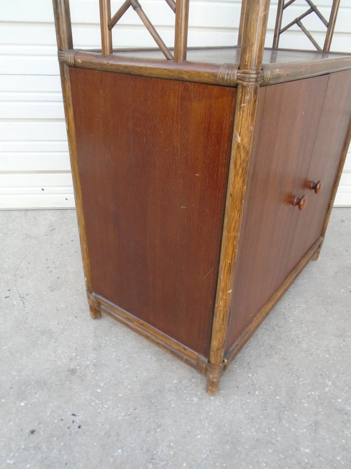 Fretwork 竹柜 书柜 Regency 书架 Chippendale 湿独立藤 — 第 3/4 张图片