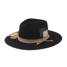 Wide Brim Fedora Hats for Men Women 100 Wool Felt Panama Rancher 7 5/8 Black