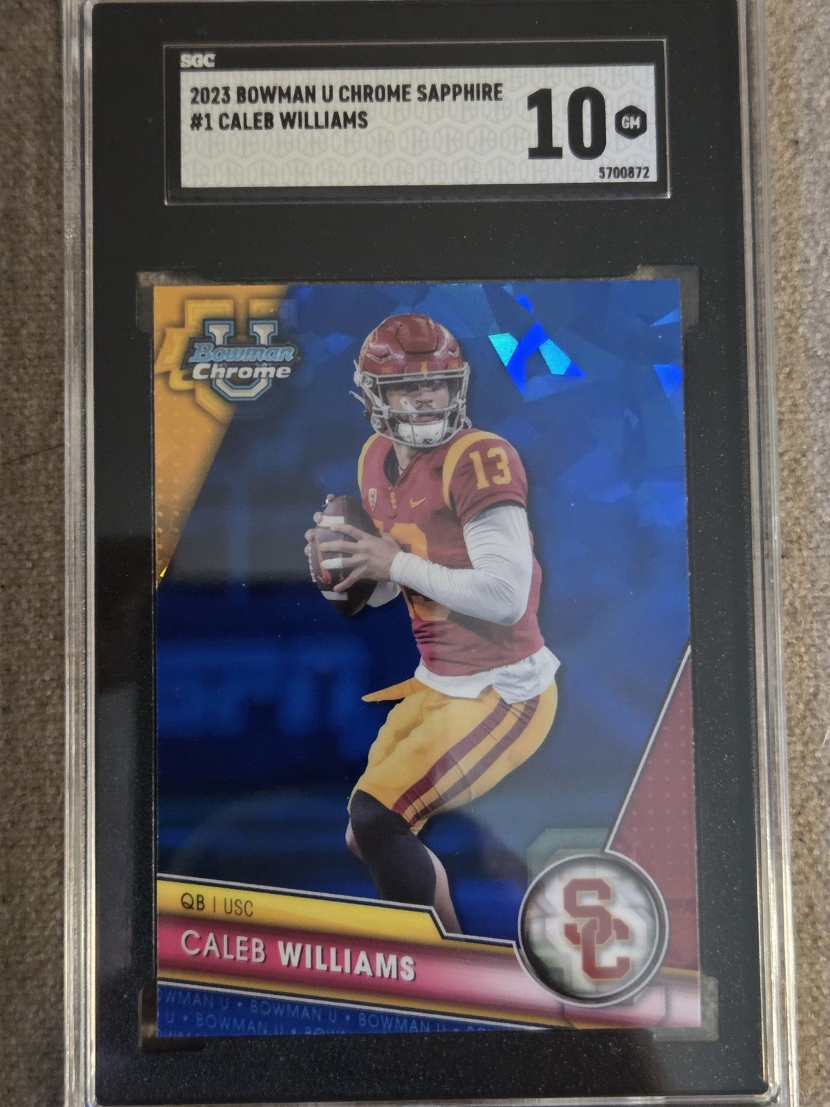 2023 Bowman U Chrome Caleb Williams Blue Sapphire Rookie Card #1 SGC 10 BEARS!!