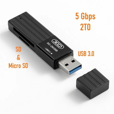 Lecteur USB 3.0 pour carte mémoire SD & microSD transfert rapide 5 Gbps & 2T0 - Photo 1/3