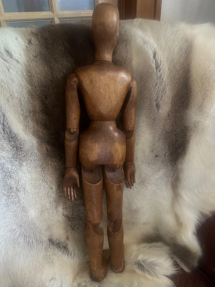 Antique 32.5" Male Articulated Wood French Artist Mannequin - Image 4 of 4