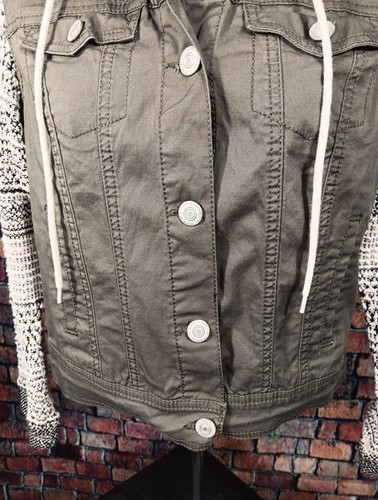 Girls Wildflower Denim Hoodie Sweatshirt Size M Pre Owned - Picture 4 of 18