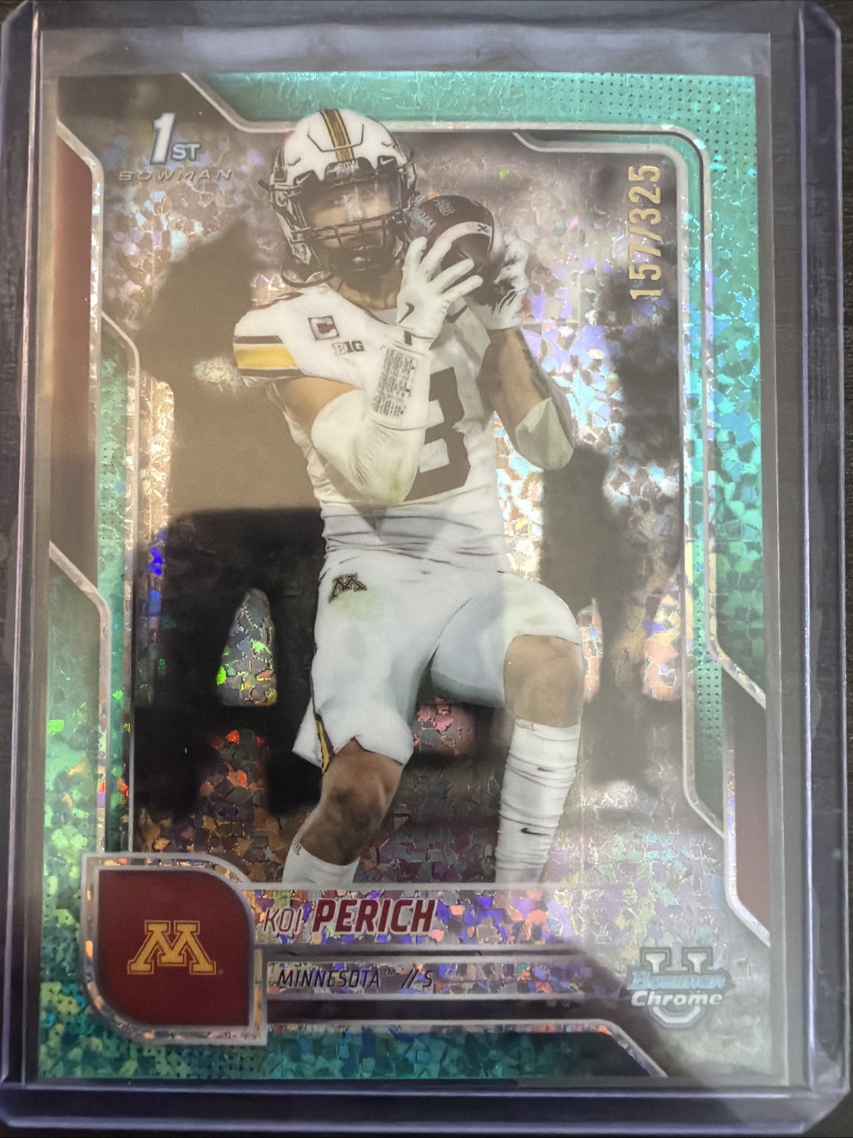 2025 Bowman Chrome U Koi Perich 1st Aqua Mini Diamond REFRACTOR /325 - Minnesota