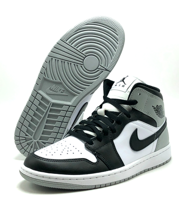 NEW* Men NIKE Air Jordan 1 Mid White / Black-Lt Smoke (DQ8426 101