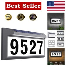 Waterproof Solar LED Address Sign - Easy Install Lighted House Numbers Grey