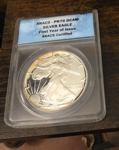 1986 American Silver Eagle Coin First Year of Issue PR70 Deep Cameo ANACS