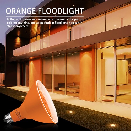 2 Pack PAR38 Orange Flood Lights Outdoor, Dimmable Flood Orange Light Bulb,20... - 第 7/7 張圖片