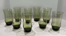 Libbey 16 Oz Apollo Green Flared Tumbler Glass Set of 9 MCM