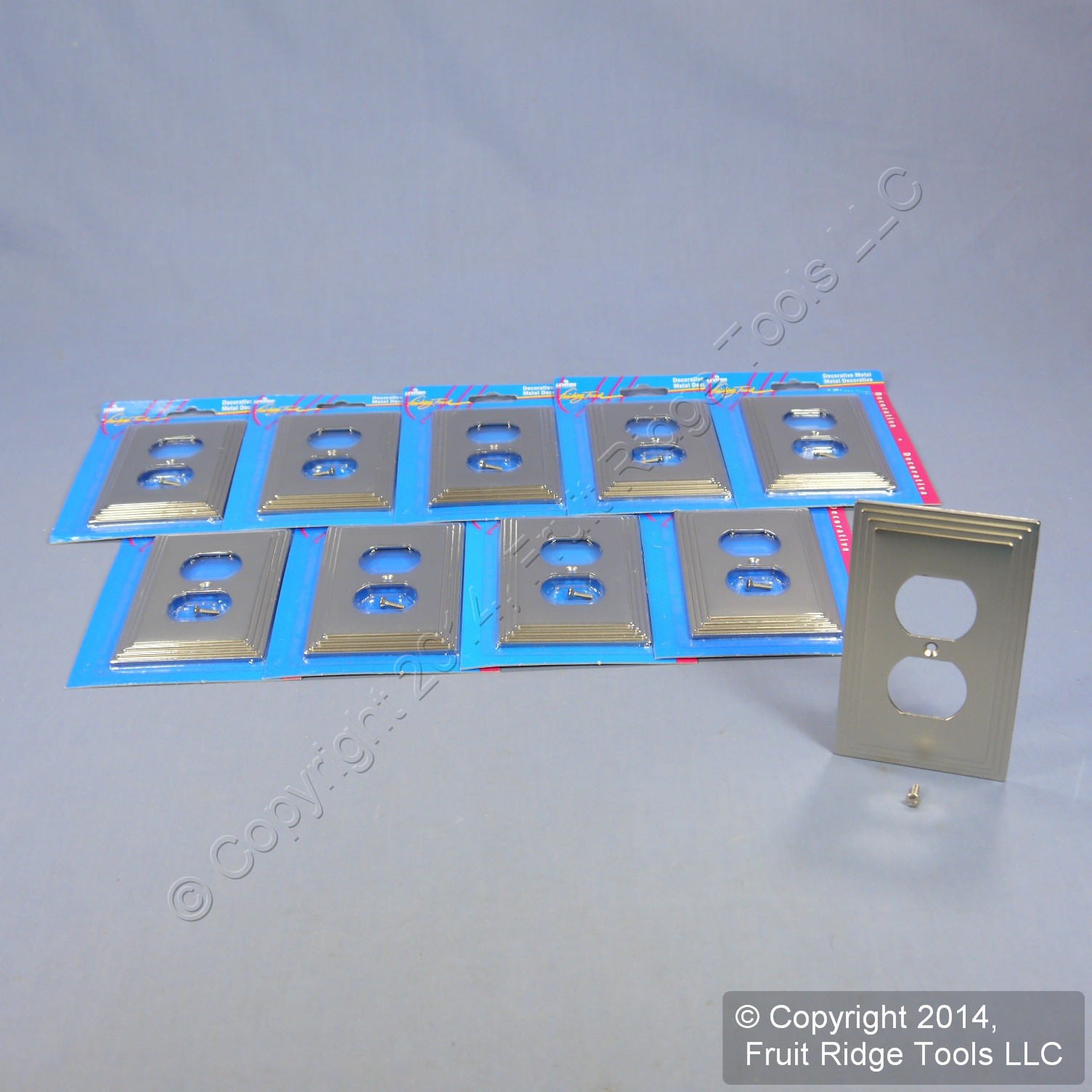 Brushed Chrome Duplex Outlet Covers 10pcs