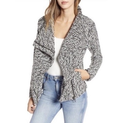 Blank NYC Black and White Moto Jacket Knitted XS EUC