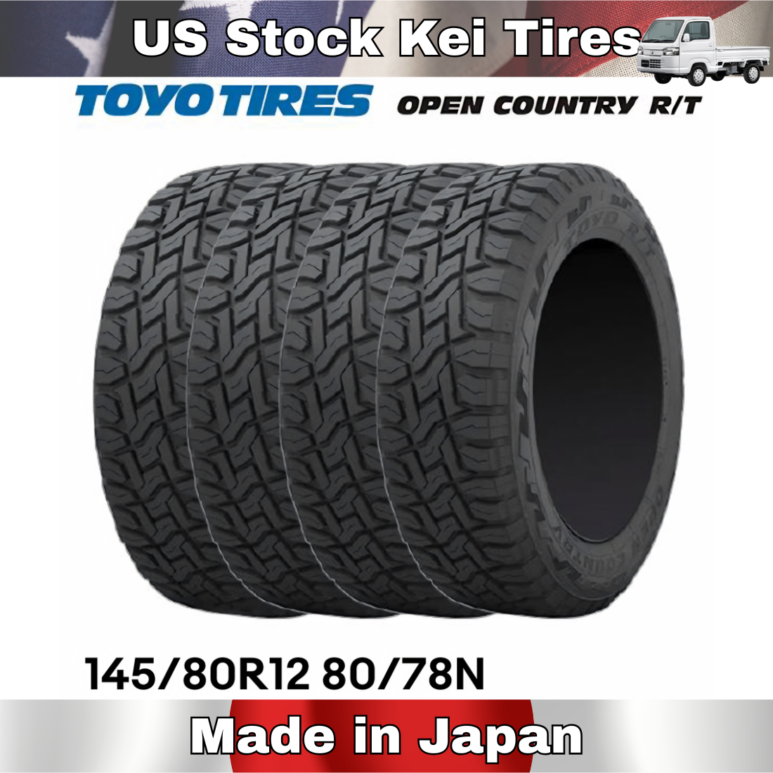 a Set of 4 145/80r12 TOYO Open Country R/t Tires Mud SUV for off