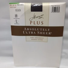 Absolutely Ultra Sheer Pantyhose Control Top Hanes Plus BARELY BLACK sz 2+ 00P30