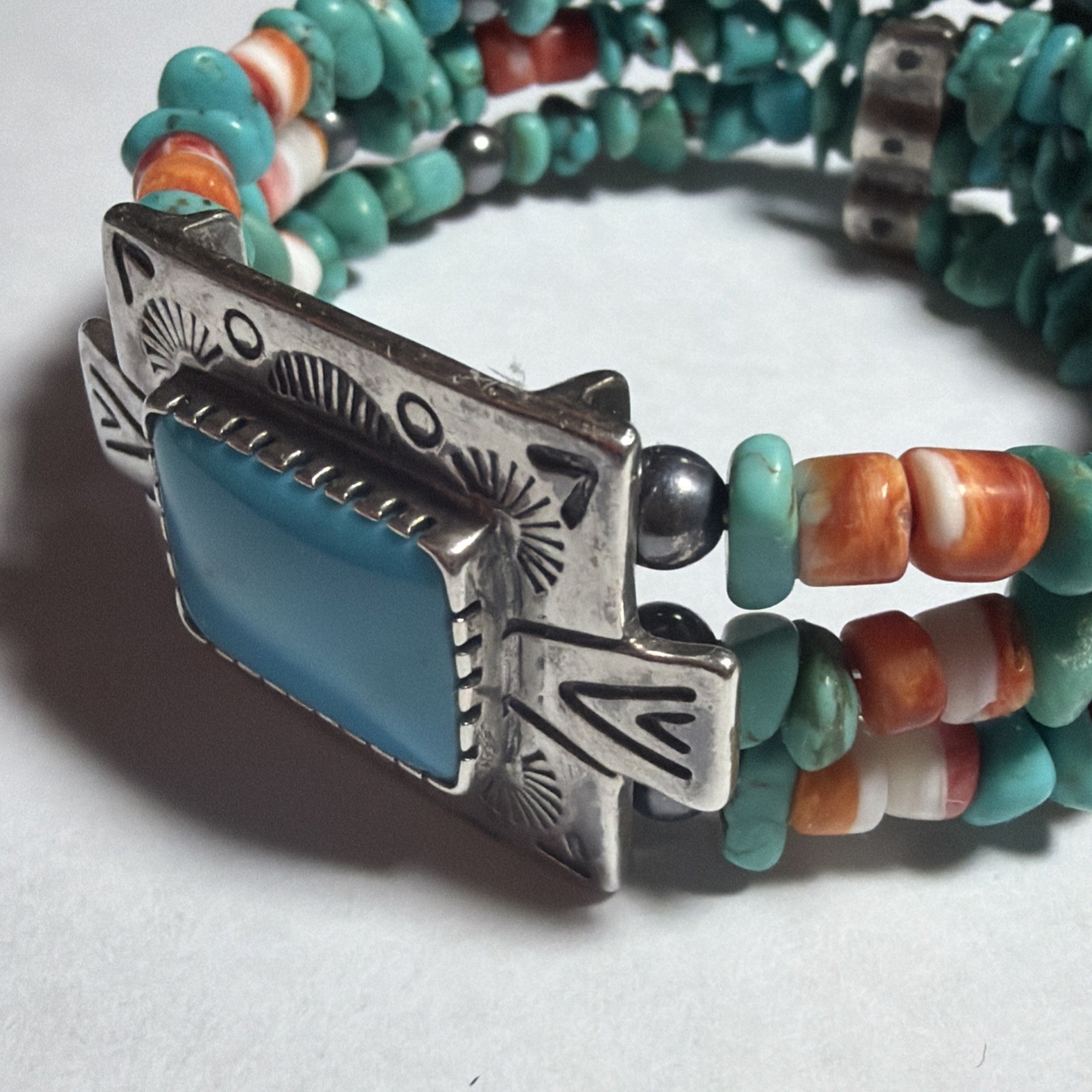 Signed Pollack 925 Sterling Silver Turquoise Spin… - image 3