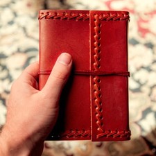 Small Leather Journal Blank Pages Handmade Writing Notebook Wrap Strap