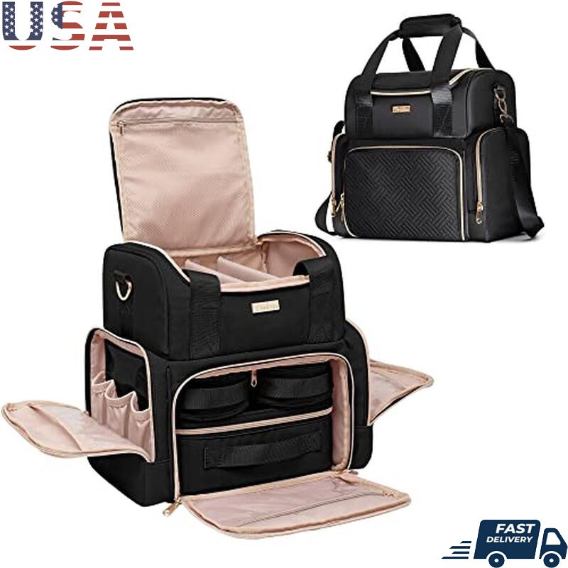 Large Makeup Organizer W/ Removable Cases Travel Cosmetic Bag Brush Storage New